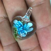 Inner Flower Lampwork Pendants, Glass, Heart, polished, random style & DIY, mixed colors 