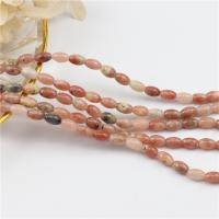 Einzelne Edelstein Perlen, Rot+Baumwolle+Stein, Trommel, poliert, DIY, 5x8mm, verkauft von Strang
