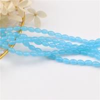 Glass Beads, Synthetic Glass, Drum, polished, DIY, sea blue 