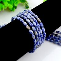 Single Gemstone Beads, Blue Speckle Stone, Drum, polished, DIY 