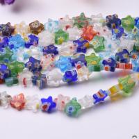 Millefiori Slice Lampwork Beads, Glass, Star, plated, DIY mixed colors 
