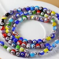 Refined Lampwork Beads, Glass, Round, plated, DIY mixed colors, 8mm 