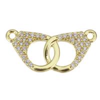 Cubic Zirconia Micro Pave Brass Connector, Handcuffs, gold color plated, micro pave cubic zirconia Approx 1.5mm 
