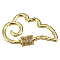 Fashion Carabiner Key Ring, Brass, Cloud, gold color plated 