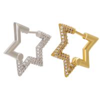 Brass Huggie Hoop Earring, plated, micro pave cubic zirconia 