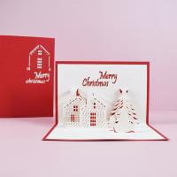 Papel Tarjeta de Navidad, hecho a mano, Efecto 3D, Rojo, 100x150mm, Vendido por UD