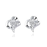 Zinc Alloy Stud Earring, with Cubic Zirconia, fashion jewelry, silver color 