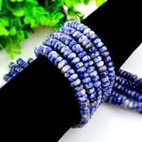 Single Gemstone Beads, Blue Speckle Stone, Abacus, polished, DIY, blue 