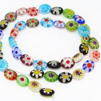 Millefiori Slice Lampwork Beads, Flat Round, plated, DIY, mixed colors Approx 