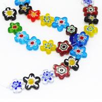 Millefiori Scheibe Lampwork Perlen, Plum Blossom, Einbrennlack, DIY & verschiedene Größen vorhanden, gemischte Farben, verkauft von Strang