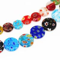 Millefiori Slice Lampwork Beads, Flat Round, stoving varnish, DIY mixed colors 