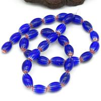 Refined Lampwork Beads, Drum, plated, DIY blue 