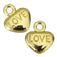 Латунные подвески-сердце, Латунь, Сердце, плакирован золотом, с письмо узором отверстие:Приблизительно 2mm, продается PC