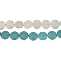 Synthetische Türkis Perlen, flache Runde, verschiedene Größen vorhanden, keine, Bohrung:ca. 1.5mm, Länge:ca. 16 ZollInch, verkauft von Strang