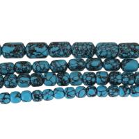 Synthetische Türkis Perlen, Eimer, verschiedene Größen vorhanden, blau, Bohrung:ca. 1.5mm, verkauft von Strang