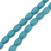 Synthetische Türkis Perlen, Achteck, blau, 12x8x8mm, Bohrung:ca. 1.5mm, Länge:ca. 15.5 ZollInch, ca. 32PCs/Strang, verkauft von Strang