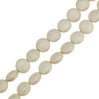 Synthetische Türkis Perlen, flache Runde, weiß, 16mm, Bohrung:ca. 1mm, Länge:ca. 16 ZollInch, verkauft von Strang