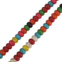 Synthetische Türkis Perlen, flache Runde, farbenfroh, 5x8x8mm, Bohrung:ca. 1.5mm, Länge:ca. 15.5 ZollInch, ca. 81PCs/Strang, verkauft von Strang