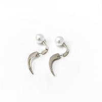 Brass Drop Earring, with Plastic Pearl, plated & for woman 