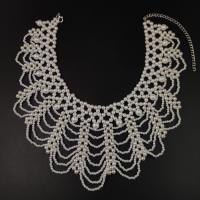 Zinc Alloy Sweater Chain Necklace, with Plastic Pearl, fashion jewelry, white, 32cm+12cm 