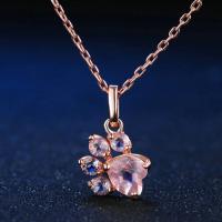 Цинкового сплава кубический цирконий ожерелье, цинковый сплав, с кубический цирконий, ювелирные изделия моды, под розовое золото, 46+5cm, продается Strand
