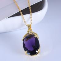 Crystal Zinc Alloy Necklace, with Crystal, fashion jewelry, purple, 45+5cm 