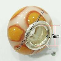 Porcelaine, European Perles , porcelaine, rondelle, noyau double en argent sans filetage Environ 4.5mm, Vendu par PC