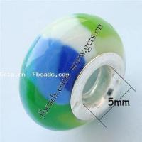 European Porcelain Beads , Rondelle, sterling silver double core without troll 