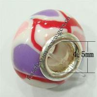 Porcelaine, European Perles , porcelaine, rondelle, noyau double en argent sans filetage, plus de couleurs à choisir Environ 4.5mm, Vendu par PC