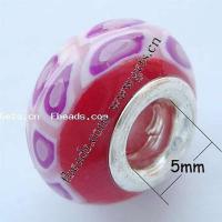 European Porcelain Beads , Rondelle, sterling silver double core without troll Approx 5mm 