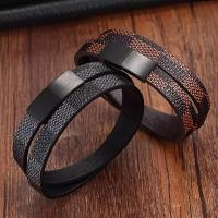 Men Bracelet, Stainless Steel, with Microfiber PU, plated, fashion jewelry 