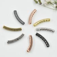 Brass Curved Tube Beads, plated, DIY & micro pave cubic zirconia 