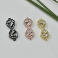 Cubic Zirconia Micro Pave Brass Connector, plated, DIY & micro pave cubic zirconia 