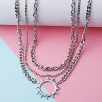 Multi слой ожерелье, нержавеющая сталь, ювелирные изделия моды & многослойный, серебряный, продается Strand