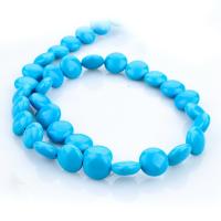 Perles en Turquoise naturelle, Plat rond, poli, DIY, 12mm, Vendu par brin