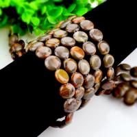 Single Gemstone Beads, Coffee Stone, Flat Round, polished, DIY, 12mm 