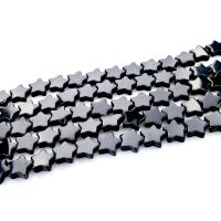 Schwarzer Stein Perle, Stern, poliert, DIY, schwarz, 12mm, verkauft von Strang