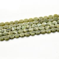 Single Gemstone Beads, Natural Stone, Flat Round, polished, DIY, deep green, 10mm 