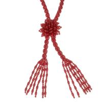 Collar de cadena suéter de Coral, Coral natural, para mujer, naranja rojizo, 43mm,9mm, longitud:aproximado 27 Inch, Vendido por Sarta