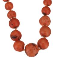Collar de cadena suéter de Coral, Coral natural, Esférico, naranja rojizo, 15-23mm, agujero:aproximado 1.5mm, longitud:aproximado 24 Inch, Vendido por Sarta