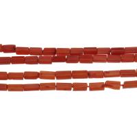 Natürliche Korallen Perlen, Rechteck, rote Orange, 4x8mm, Bohrung:ca. 0.5mm, Länge:ca. 16 ZollInch, verkauft von Strang
