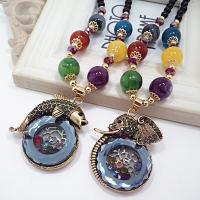Fashion Sweater Chain Necklace, Zinc Alloy, with Gemstone & for woman & with rhinestone Approx 29.92 Inch 