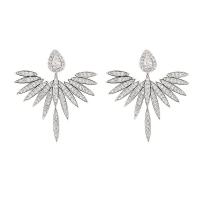 Zinc Alloy Rhinestone Drop Earring, Wing Shape, fashion jewelry & for woman 