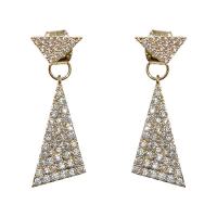 Zinc Alloy Rhinestone Drop Earring, Triangle, fashion jewelry & for woman & with rhinestone, 25mm 