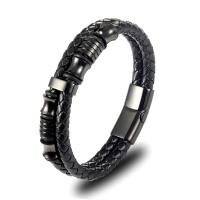 Men Bracelet, 316 Stainless Steel, with Microfiber PU, plated, fashion jewelry 