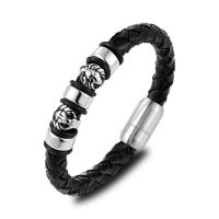 Men Bracelet, 316 Stainless Steel, with Microfiber PU, plated, fashion jewelry, black 