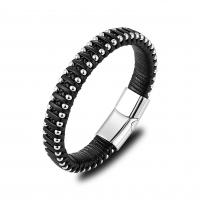 Men Bracelet, 316 Stainless Steel, with Microfiber PU, fashion jewelry 