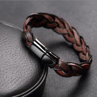 Men Bracelet, 316 Stainless Steel, with Faux Leather, fashion jewelry, brown cm 