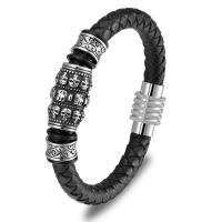 Men Bracelet, 316 Stainless Steel, with Microfiber PU, plated, fashion jewelry, black cm 