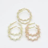 Mode Eisen Prise Kreis Ohrringe, mit Kunststoff Perlen, Modeschmuck & verschiedene Stile für Wahl, keine, verkauft von Paar